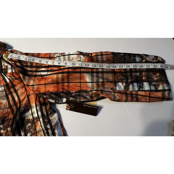 MULTIPLES Jacket 0X 14W Rolled Sleeved Zip Front Rain Orange Brown White NWT - Picture 12 of 12